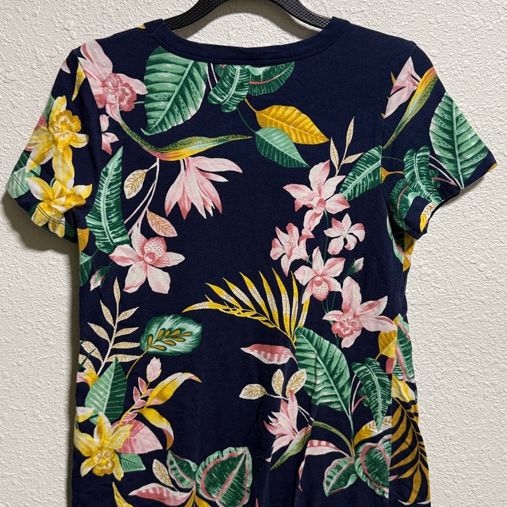 Old Navy Womens Navy Blue Tropical Floral Cotton Modal T-Shirt Dress Knit Small - Picture 6 of 7
